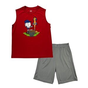 Athletic Works Youth Boys Tank Top & Shorts Set Size 18 Gray Red Activewear